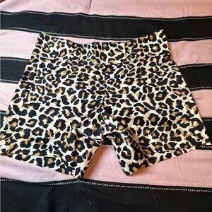 White House Black Market Leopard Print Shorts - Black & Tan